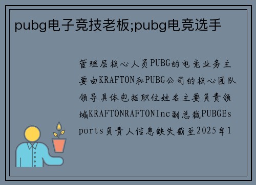 pubg电子竞技老板;pubg电竞选手